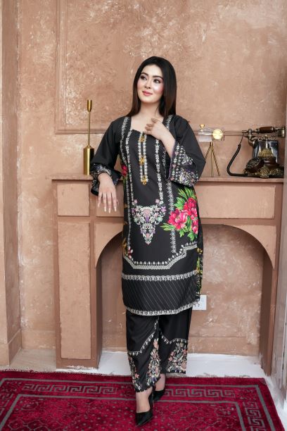 Black multi flowers 2pc ✨