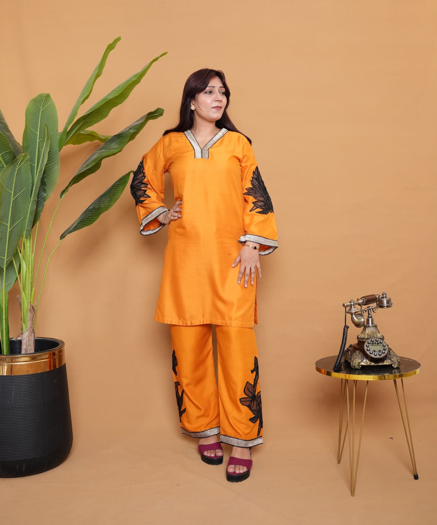 Almond ( Stitched Emb 2 Pcs) With plazo